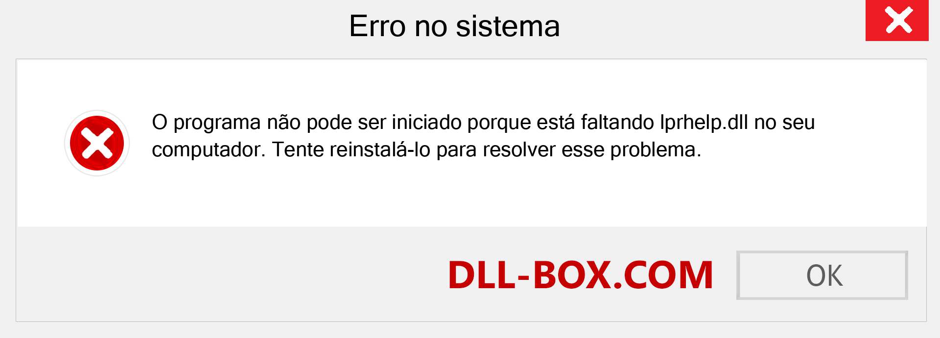 Arquivo lprhelp.dll ausente ?. Download para Windows 7, 8, 10 - Correção de erro ausente lprhelp dll no Windows, fotos, imagens